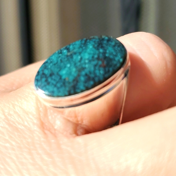 New Men's Chrysocolla 925 Silver Ring. - Picture 12 of 16
